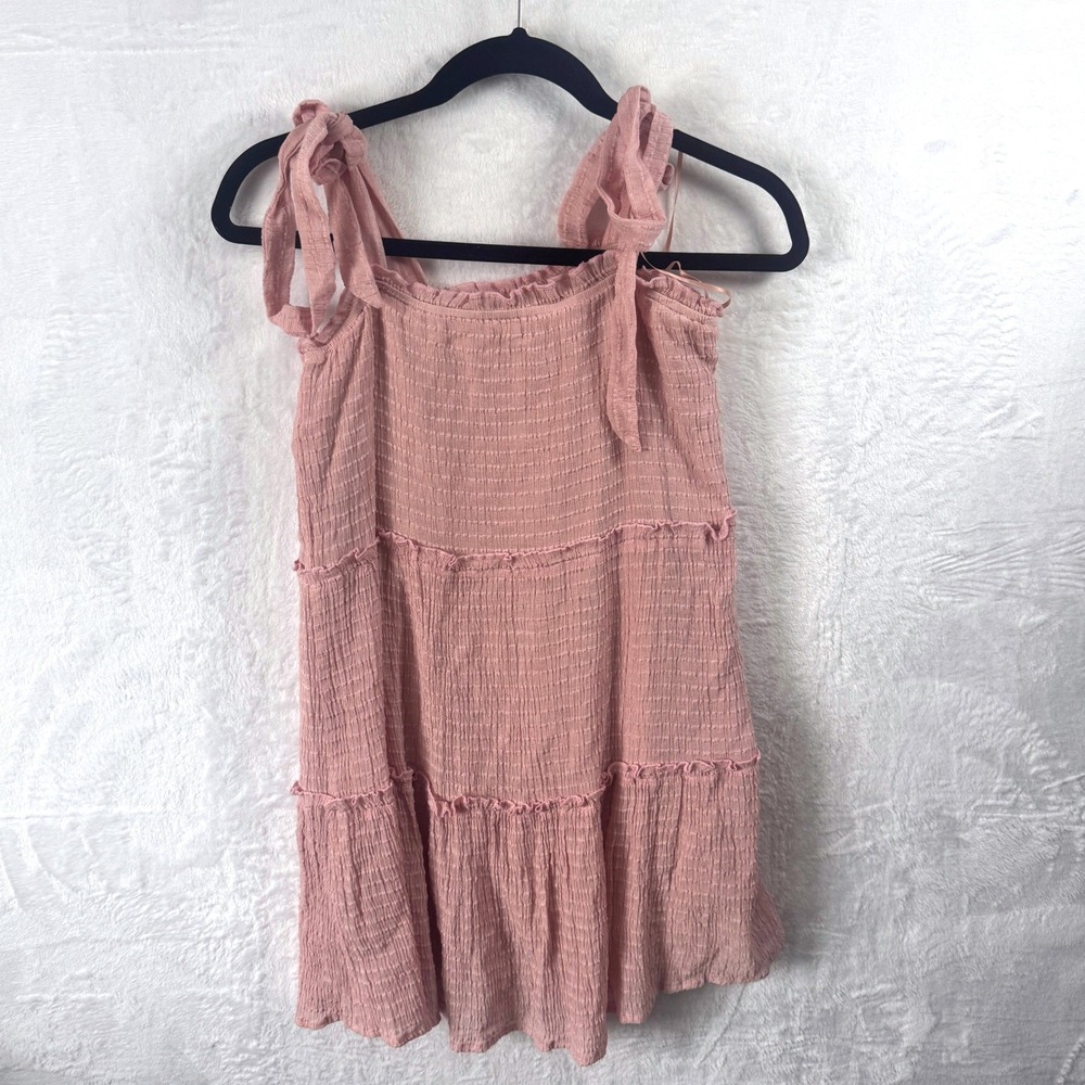 Altar'd State Pink Tiered Tie‎ Shoulder Mini Dress MD8646-2-ALT Medium